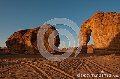 Eleplant Rock formation in the deserts of Saudi Arabia Stock Photo