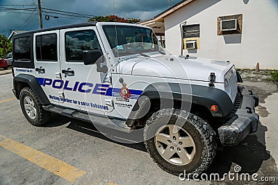 Roayl Bahamas Police car at Eleuthera Island in the Bahamas Editorial Stock Photo