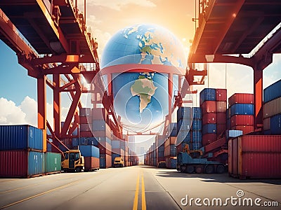 Worldwide Logistics Symphony: Global Import-Export Vision Stock Photo