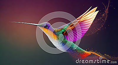 Elevate Your Data Flow with the Harmony of Digital Hummingbird Flight. Stock Photo