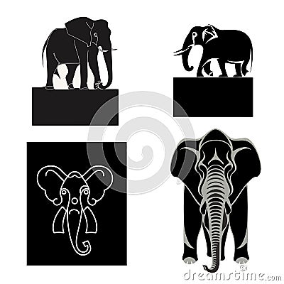 graceful elephant silhouette vector design - elegant wildlife graphic Vector Illustration