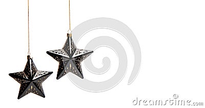 Festive Black and Gold Christmas Stars on a White Background Stock Photo