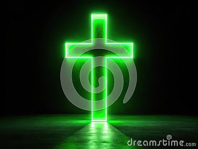 Dynamic Green X Rejection Alert A Glowing Animated Error Message for Dramatic LowLight Presentations Stock Photo