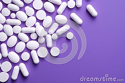 Medical Pills and Capsules Isolated on Colorful Background AI Generated Illustration Stock Photo