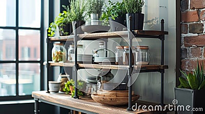 Elevate Your Projects Take your DIY skills to the next level with our industrialinspired podium boasting sy wooden Stock Photo