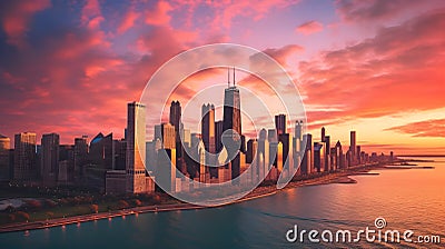 Elevate your space with breathtaking chicago skyline photography Stock Photo
