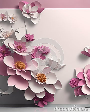 Elevate Your Space with Stunning 3D Flower Poster and Wallpaper. Stock Photo