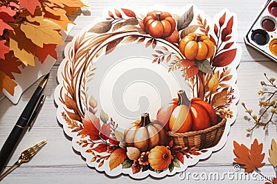 Thanksgiving Frame Enhancement: Sticker with Style and Variety Cartoon Illustration