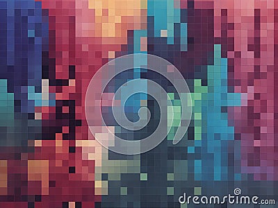 Digital Mosaic: Dynamic and Colorful Pixel Canvas Stock Photo