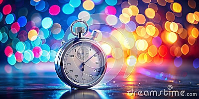 Modern Countdown Stopwatch Icon on Bokeh Background Perfect PNG for Web Design Timers and Clocks Stock Photo