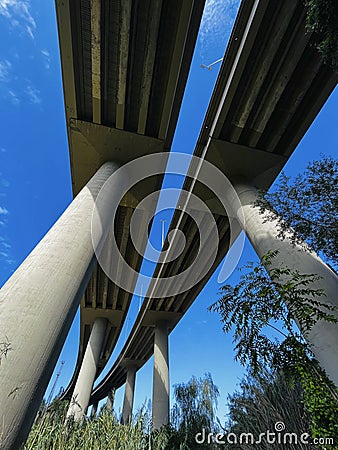 Elevated bridge of a highway in Catalonia Stock Photo