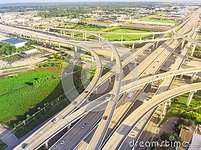 Elevated highway intersection near uptown Houston, Texas, USA Stock Photo
