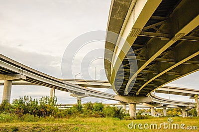 Elevated highway road and pillars Stock Photo
