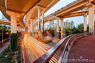 Elevated Highway in Shanghai, China. Stock Photo