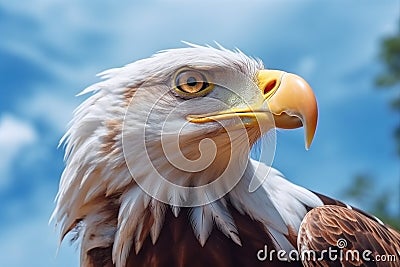 Elevated majesty, Fish Eagle reigns supreme amidst the celestial clouds Stock Photo