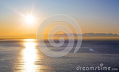 Elevated panoramic view of False Bay, Cape Town Stock Photo