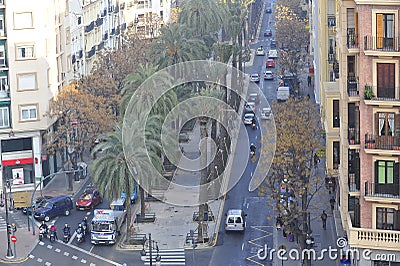 Elevated View of the Avenida del Puerto de Valencia from the Gran Via Editorial Stock Photo