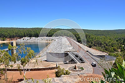 Elevated View of Serpentine Dam Stock Photo