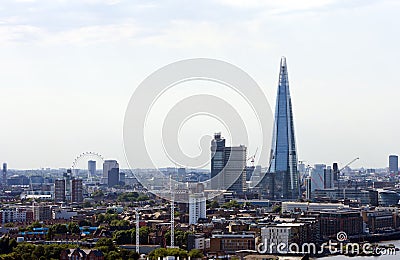 Elevated view of The Shard and London Eye, London Editorial Stock Photo