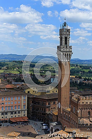 Siena Tower and the countryside in background Stock Photo