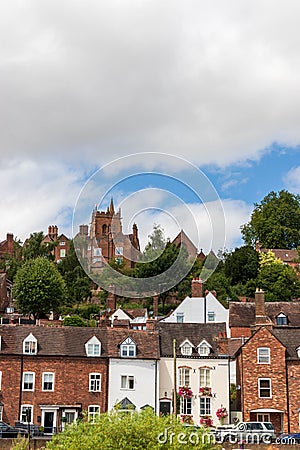 St Leonards Church and houses in Bridgnorth, Shropshire Editorial Stock Photo