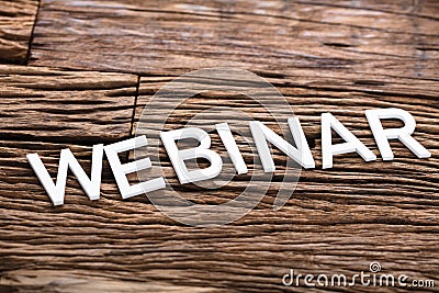 Elevated View Of White Webinar Text Stock Photo