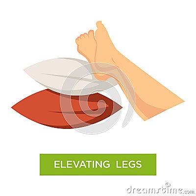 Elevating legs pillows pile comfort isolated icon Vector Illustration