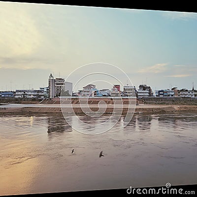 Elevation of the city of Nakhonsawan, view of the city, river bank nad the begin of Chao Phraya river Stock Photo