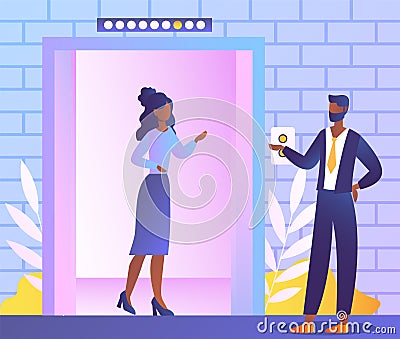 Elevator in the business center Vector Illustration