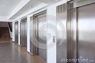 Elevator cabin stainless steel Stock Photo