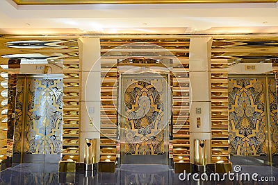 Elevator doors Hotel Burj al Arab, Dubai Editorial Stock Photo