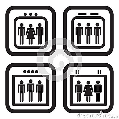 Elevator icon in four variations Vector Illustration