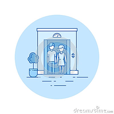 Elevator icon in lineart style Vector Illustration