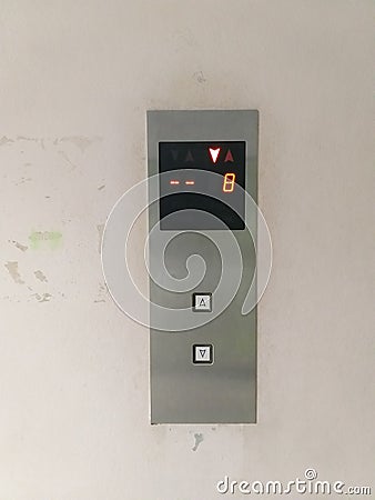 Elevator keypad with glowing button Stock Photo