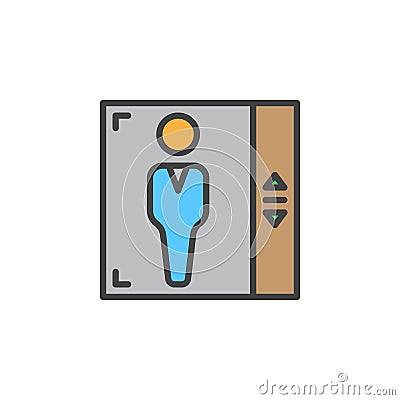 Elevator line icon, filled outline vector sign, linear colorful pictogram isolated on white. Vector Illustration