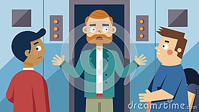 The elevator operator had a bemused expression as the passengers eagerly pressed the buttons for the next level of Vector Illustration