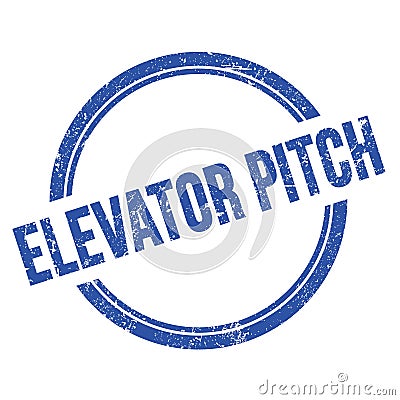 ELEVATOR PITCH text written on blue grungy round stamp Stock Photo