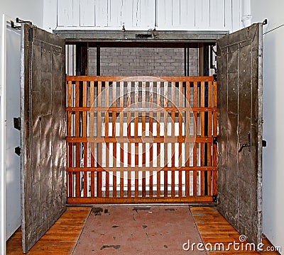 Elevator shaft with gate Stock Photo