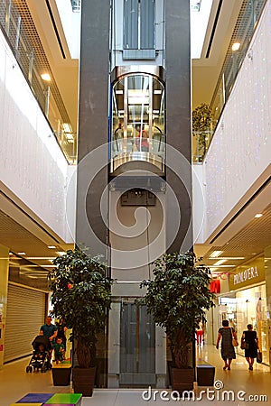 Elevator in the shopping center Editorial Stock Photo