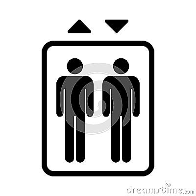 Elevator sign. Black isolated symbol for elevator. Simple design. Vector Illustration