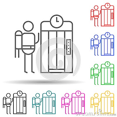 Elevator, traveler multi color set icon. Simple thin line, outline of travel icons for ui and ux, website or mobile application Stock Photo
