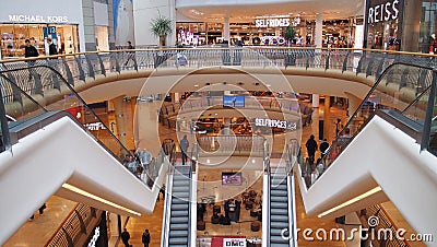 Inside the Bullring Shopping Centre in Birmingham, England Editorial Stock Photo