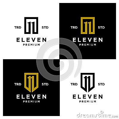 Eleven Initial number 11 icon design logo minimal set collection Stock Photo