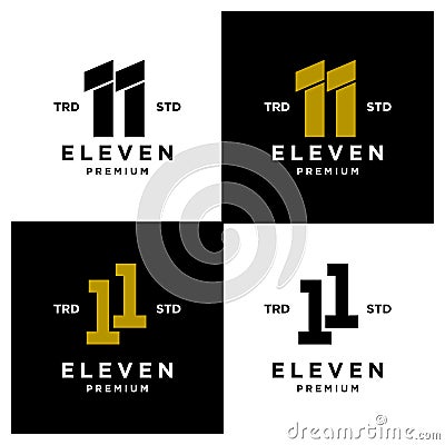 Eleven Initial number 11 icon design logo minimal set collection Stock Photo