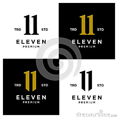 Eleven Initial number 11 icon design logo minimal set collection Stock Photo