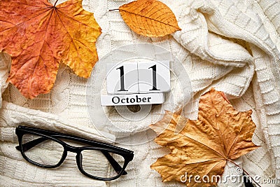 Eleventh day of autumn month calendar october Stock Photo