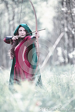 An elf archer with a bow Stock Photo