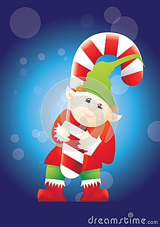 Elf carrying candy Vector Illustration