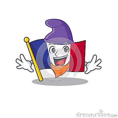 Elf flag france fluttered on character pole Vector Illustration