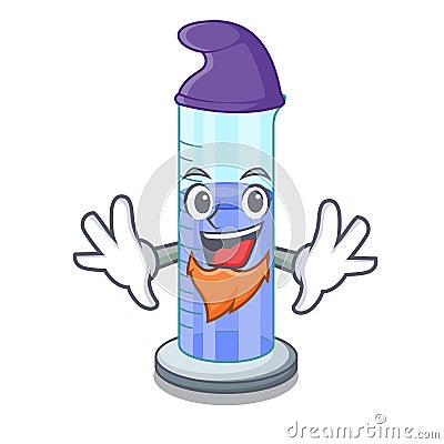 Elf graduated cylinder with on mascot liquid Vector Illustration